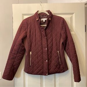 New York & Company Burgundy Quilted Jacket